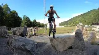 Jack Carthy riding in aywalle bike park for the first time