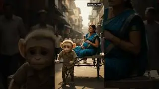 🥺🐒 Poor Baby Monkey Helps Pregnant Lady 🤰💔 #monkey #emotionalstory #hearttouching #poor #trending