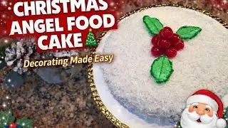 CHRISTMAS ANGEL FOOD CAKE WITH COCONUT 🎄Decorating Made Easy - #dessert 