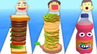 SANDWICH vs PANCAKE vs JUICE - Sandwich Runner HOT PEPEERS POOP Gameplay New VERSION