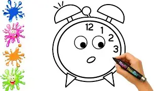 Alarm Clock Drawing, Painting for Kids and Toddlers ⏰ Easy Drawing #31