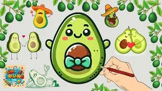 Adorable Avocado Drawing with a Bow Tie - Easy & Fun!