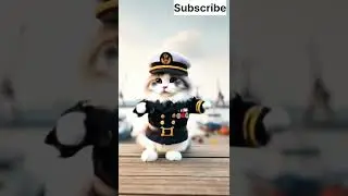 cute cat Navy 👮👮 #youtube #catvideos #ytshorts #cat #cute #ai #navy #music #8dbasspunjabmusic #song