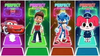 McQueen vs Ryder vs Sonic vs Sheriff Lablador in the Tiles Hop EDM Rush Game play🎶
