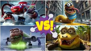 McQueen Octopus - HORROR MINION EXE - Lightyear Plane INFECTED SKY - Minion Crocodile