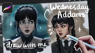 Drawing Wednesday Addams🖤✍🏻 | sketching and coloring✩‧₊˚