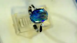 Luxugems - blue opal white gold diamond ring