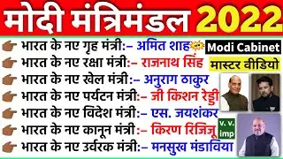 मोदी मंत्रिमंडल 2022 | Modi Cabinet List 2022 | vartman me kon kya hai | December current affairs