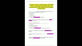 Champions School of Real Estate  Real Estate Finance Latest Update 2025 2026 Exam 100 Questions with