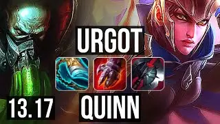 URGOT vs QUINN (TOP) | Rank 3 Urgot, 6 solo kills, 17/4/8, Godlike | NA Challenger | 13.17