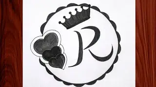R Letter Heart Crown Drawing | Love Alphabet Art | Easy Pencil Drawing Step by Step