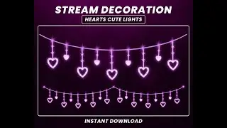 Cute Hearts Garlands Light Stream Overlay &ndash; Animated Twitch & OBS Overlay