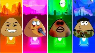 Pou Animation🆚Pou Horror🆚Pou Exe🆚Pou Song Coffin Dance Team Tiles Hop Family 🎶 ?