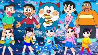 Doraemon Cosplay|| My Talking Angela 2||Nobita vs Doraemon vs Suneo vs Shizuka vs Gian