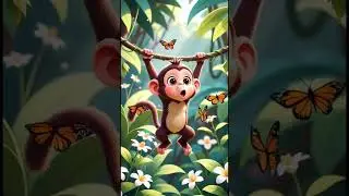 HAPPY MONKEY RHYME FOR KIDS | FUN SWING AND TWIST SONG | NURSERY RHYME SHORTS#ytshorts #monkeyrhyme