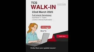 TCS Walk-in - 22Mar 2025 - Full stack Developer (Java and Angular)