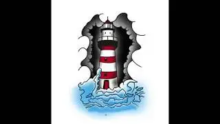 How to draw a traditional lighthouse tattoo (time lapse)