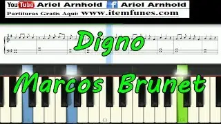 DIGNO - Marcos Brunet - Piano Tutorial Melodia Acordes Partitura Facil Synthesia
