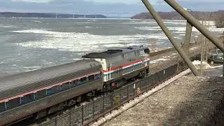 Northbound Amtrak Empire Service Train Idles and Departs Rhinecliff