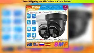 Hikvision DS-2CD2387G3-LIS2UY/SRB 8MP 4K POE Smart Hybrid Light ColorVu3.0 Acusense3.0 Network IP