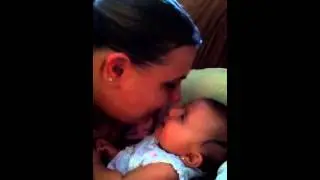 Ariela and mommy eskimo kissing