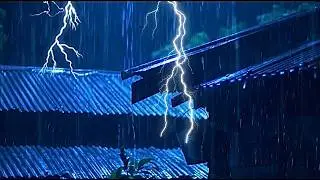 Heavy Rain on Metal Roof with Thunder ⚡ Deep Sleep, Black Screen Storm Sounds LIVE
