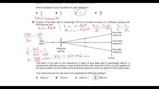 CIE AS & A level Physics |  Diffraction Grating  | 2021 February March Paper 12 Q 29 - Pride Academy