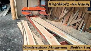 Kirschholz auf der Woodmizer LT15 - wundersch&ouml;ne Maserung #woodmizer  #sawmill #obstholz #kirsche