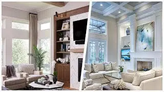 75 Transitional Living Space With A Tile Fireplace Design Ideas You'll Love 🏡