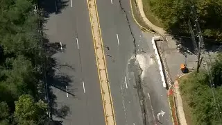 Quarter mile crack closes road in Woodbridge, NJ