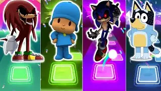 KNUCKLES EXE VS POCOYO VS SONIC EXE VS BLUEY TILES HOP EDM RUSH