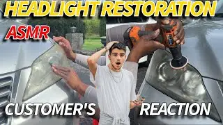 Mobile Auto Detail: Asmr Headlight Restoration Plus Customer's Reaction