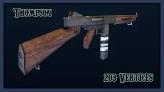 Low Poly Weapon Modelling (Thompson) - Blender [Timelapse]
