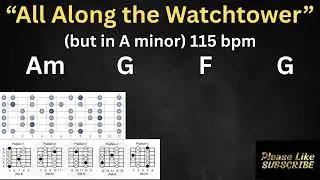 All Along the Watchtower in Am Guitar Backing Track 115 bpm