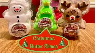 Squishy Plays with Christmas Butter Slimes