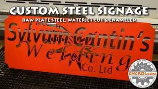 Custom Steel Signage: Raw Plate Steel, Waterjet Cut & Enameled