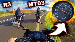 AQUELA PUXADA LITERALMENTE RÁPIDA - R3 vs MT03 vs NINJA 250R TOP SPEED