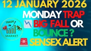 12 January Sensex Prediction 🔥 | Aaj ka Chart दे रहा Warning ⚠️ Big Crash या Strong Bounce ?