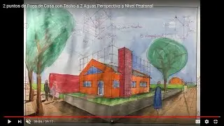 2 puntos de Fuga de Casa con Techo a 2 Aguas Perspectiva  a Nivel Peatonal
