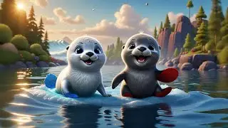 Four Baby Seals Surf the Waves | Seal Song for Kids | Nursery Rhymes and Learning Fun