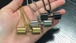 Barbell Pendant Necklace For Men   Bling Collection
