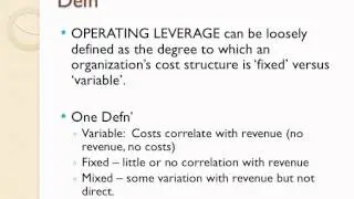 Operating Leverage and Breakeven