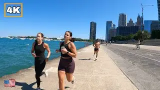 CHICAGO 🇺🇸 Lakefront Trail Walking Tour - Oak Street Beach to Ohio Street Beach. Summer 2023 [4K]