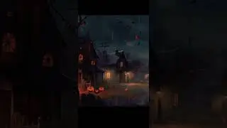 Rainy Night In Spooky Town #shorts #rain #halloween #spooky #pumpkin #hauntedhouse