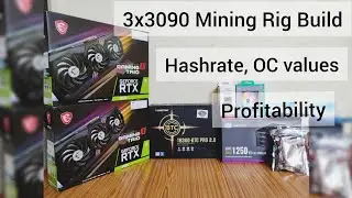 3 x MSI RTX 3090 mining rig Ethereum hash rate, OC value, profitability in Tamil