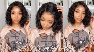 WATCH ME INSTALL & STYLE THIS WATER WAVE BOB WIG| FT. KRIYYA HAIR