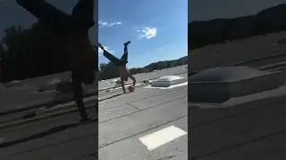 I DID A HANDSTAND ON A ROOF #basketball #sports #trickshots #balance #viral #shorts