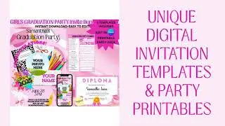 Girl Graduation Party Invitation Bundle, Pink Graduation, Girl Diploma Certificate, Graduation Party
