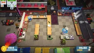 Overcooked! 2 poziom 1-3 4 gwiazdki solo. Wynik 1080