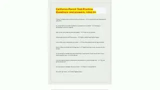 California Permit Test Practice Questions and answers rated A Questions with 100 Correct Answers  Ve